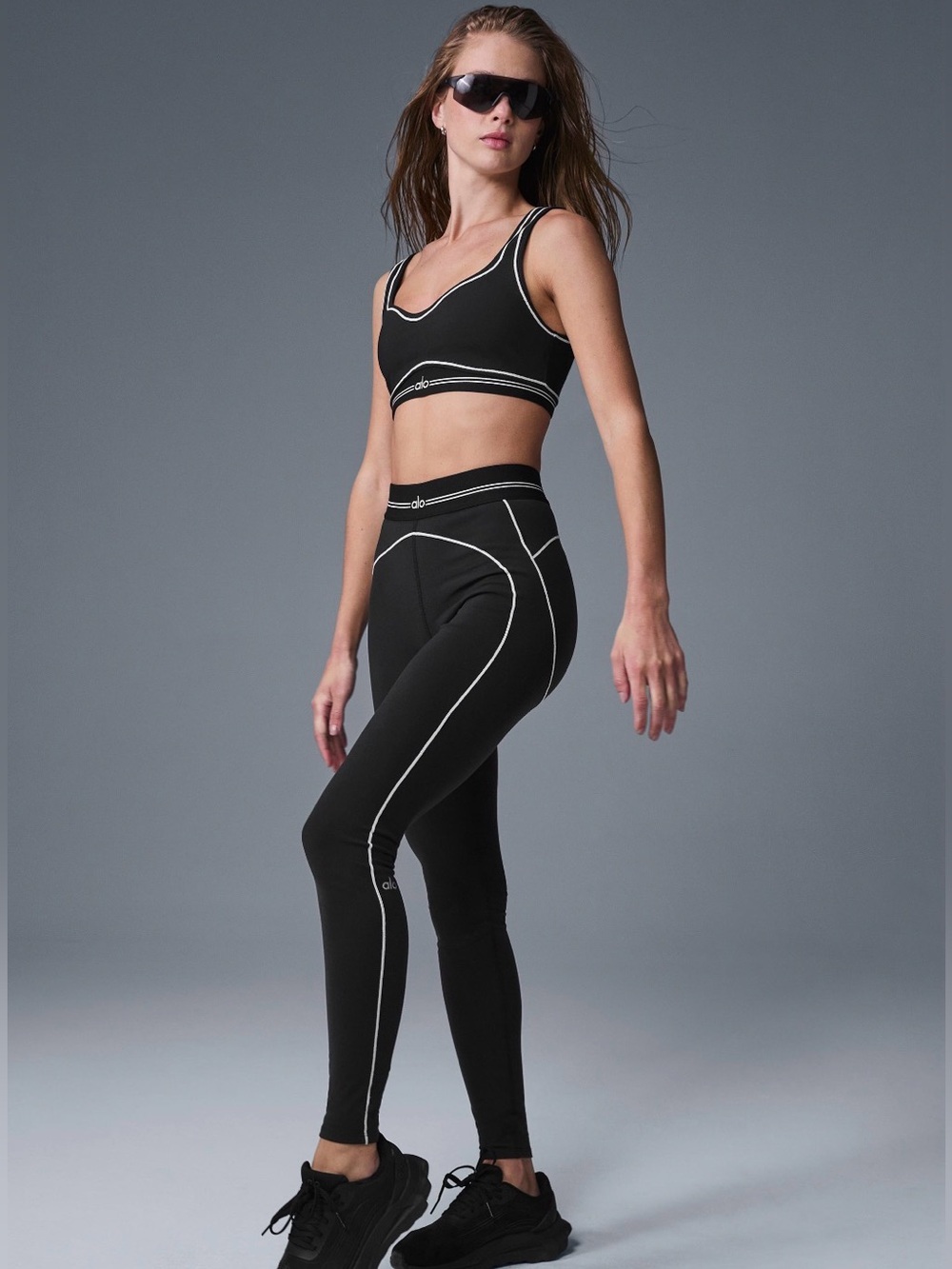 ALO Yoga- Airbrush High-Waist Heart Throb Legging-Black/White